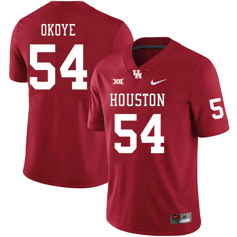 Men #54 Blake Okoye Houston Cougars Big 12 XII College Football Jerseys Stitched-Red
